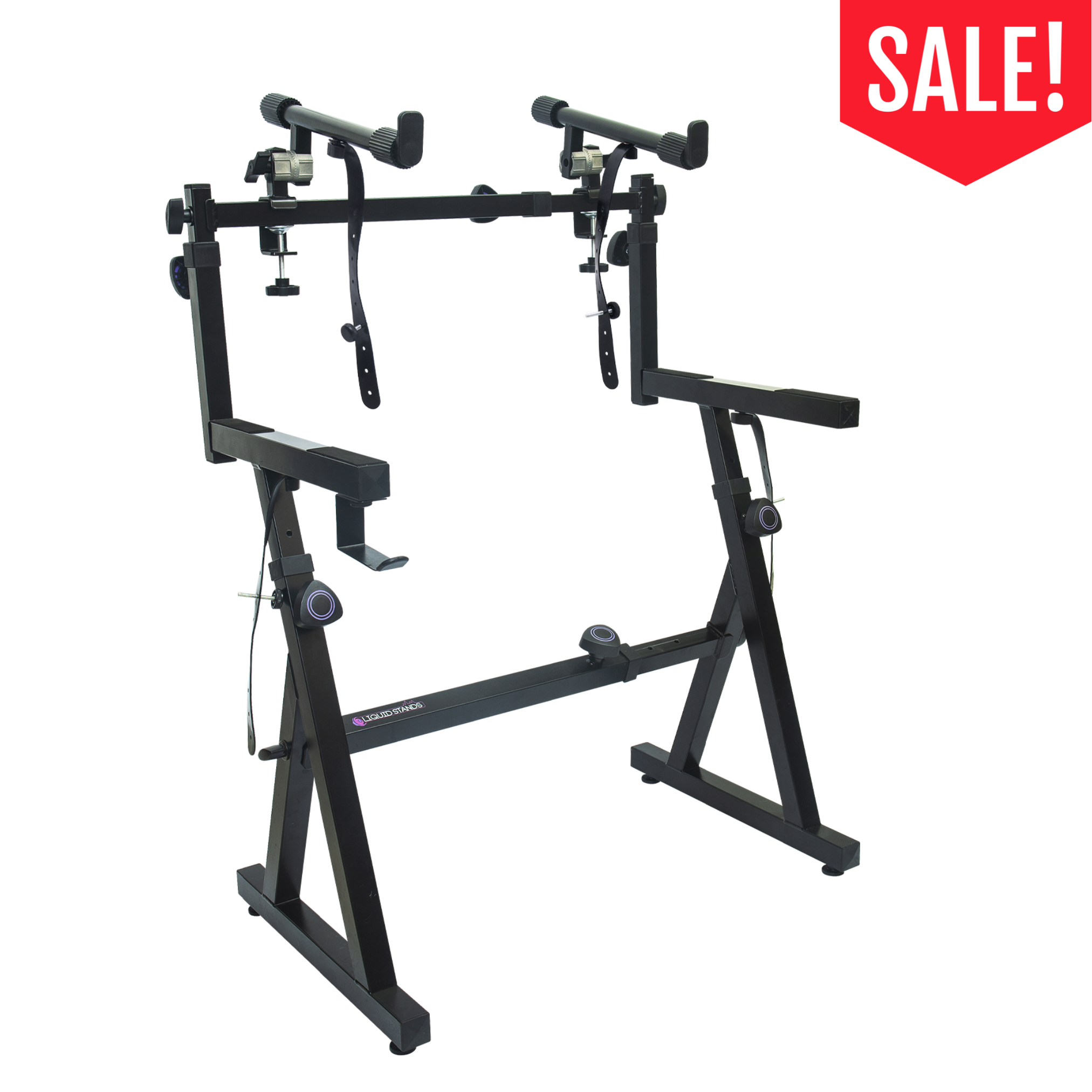 Adjustable Z Shape Black Keyboard Stand w/ 2nd Tier