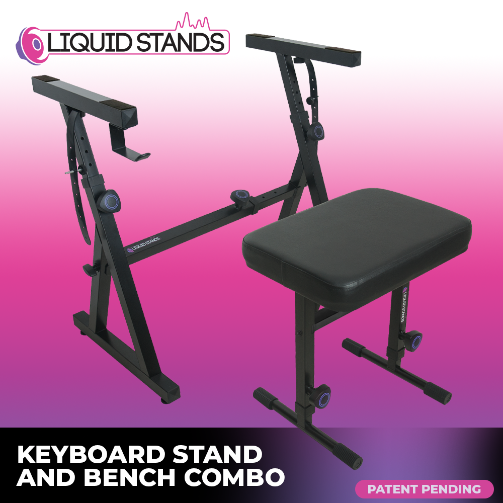 Adjustable Z Shape Black Keyboard Stand w/ Bench