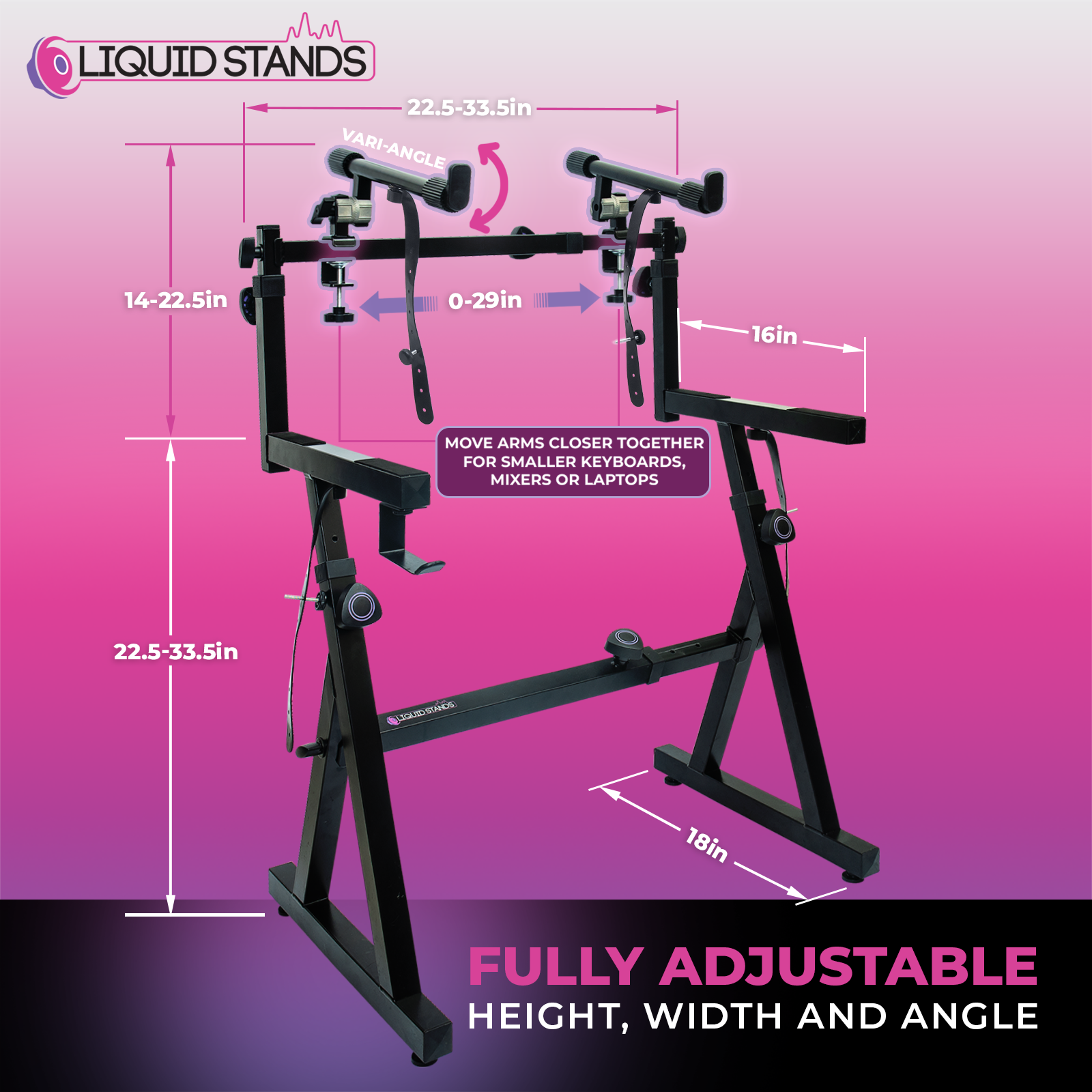 Adjustable Z Shape Black Keyboard Stand w/ 2nd Tier