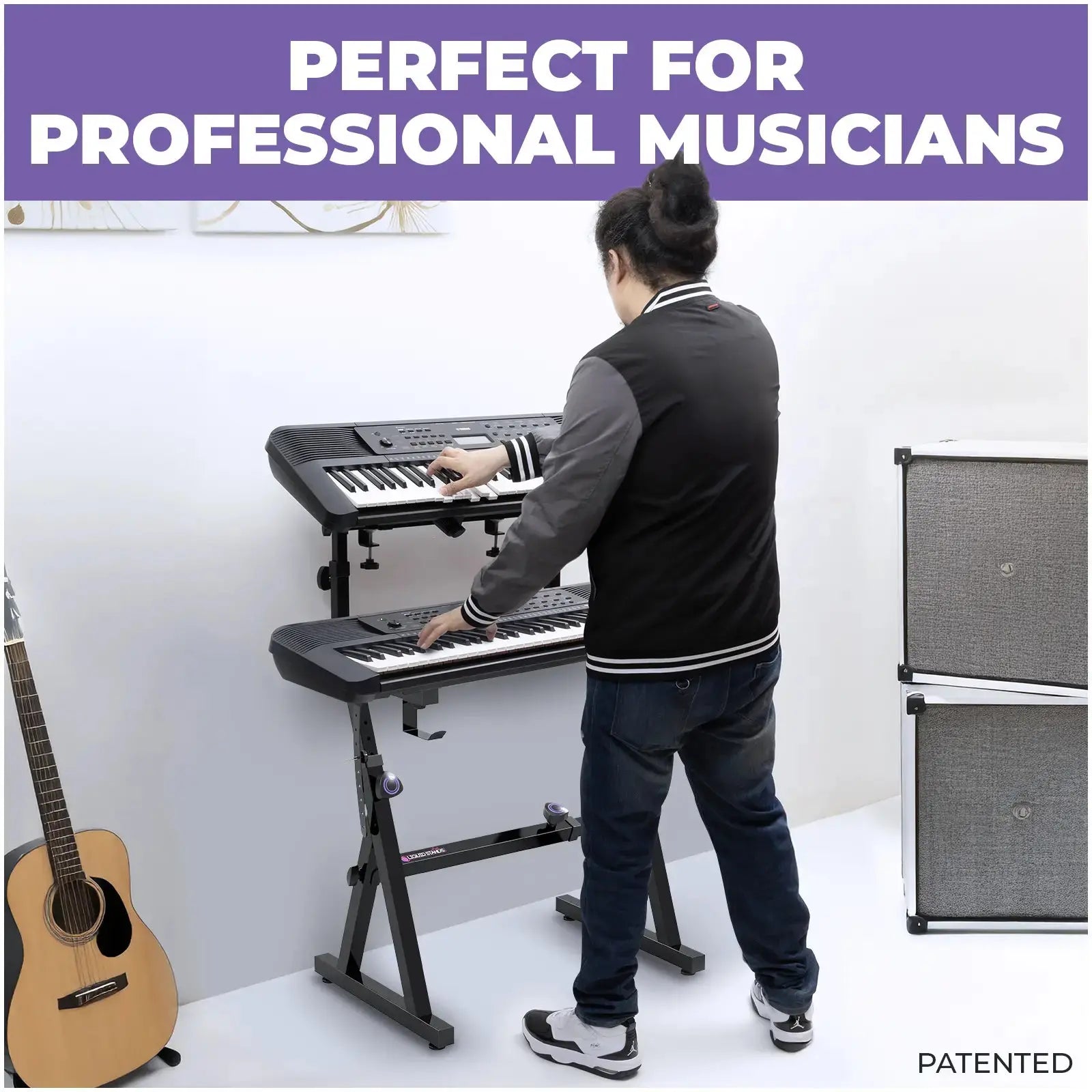 Adjustable Z Style Black Keyboard Stand w/ 2nd Tier Liquid Stands