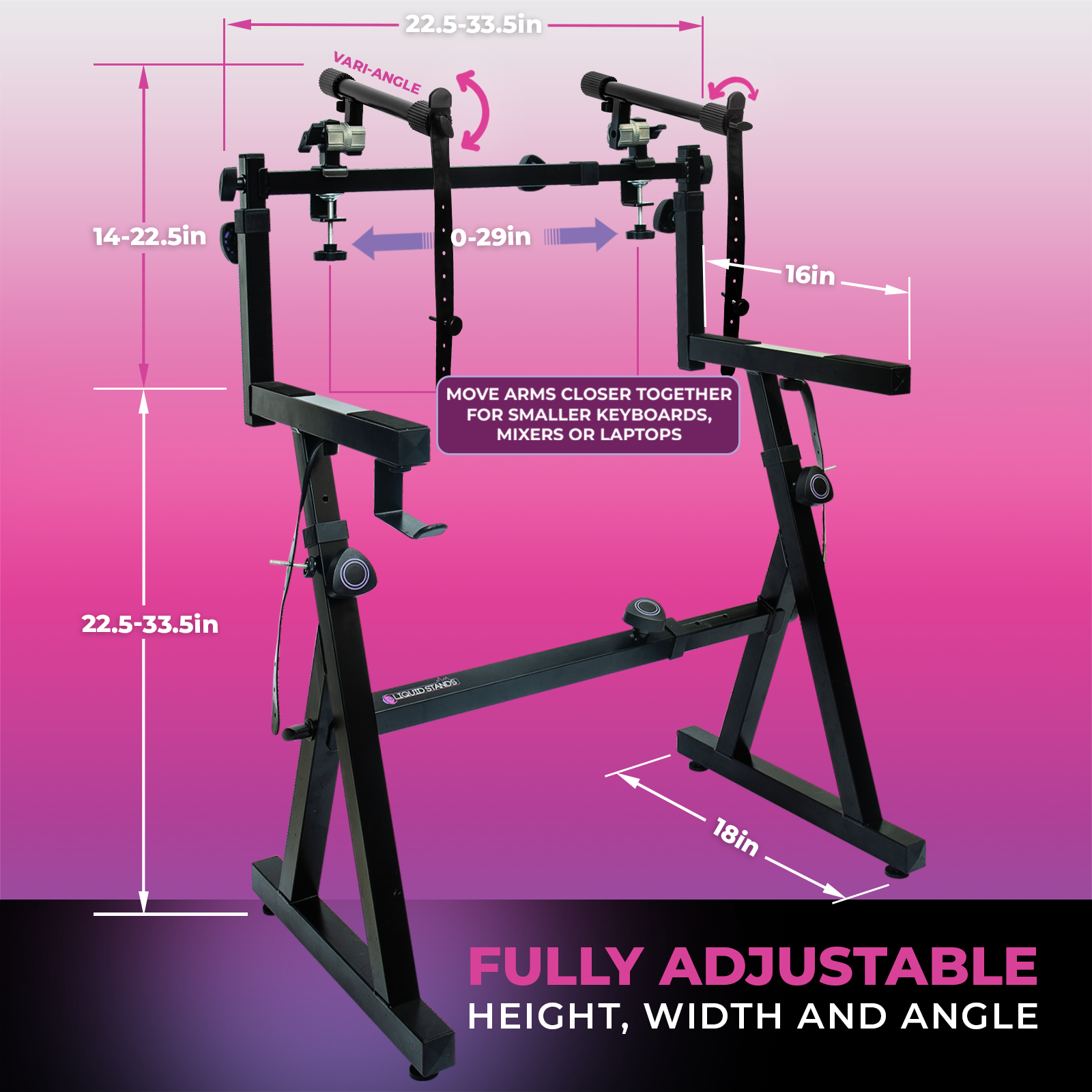 Dual Piano Keyboard Stand with 2nd Tier Adjustable Arms