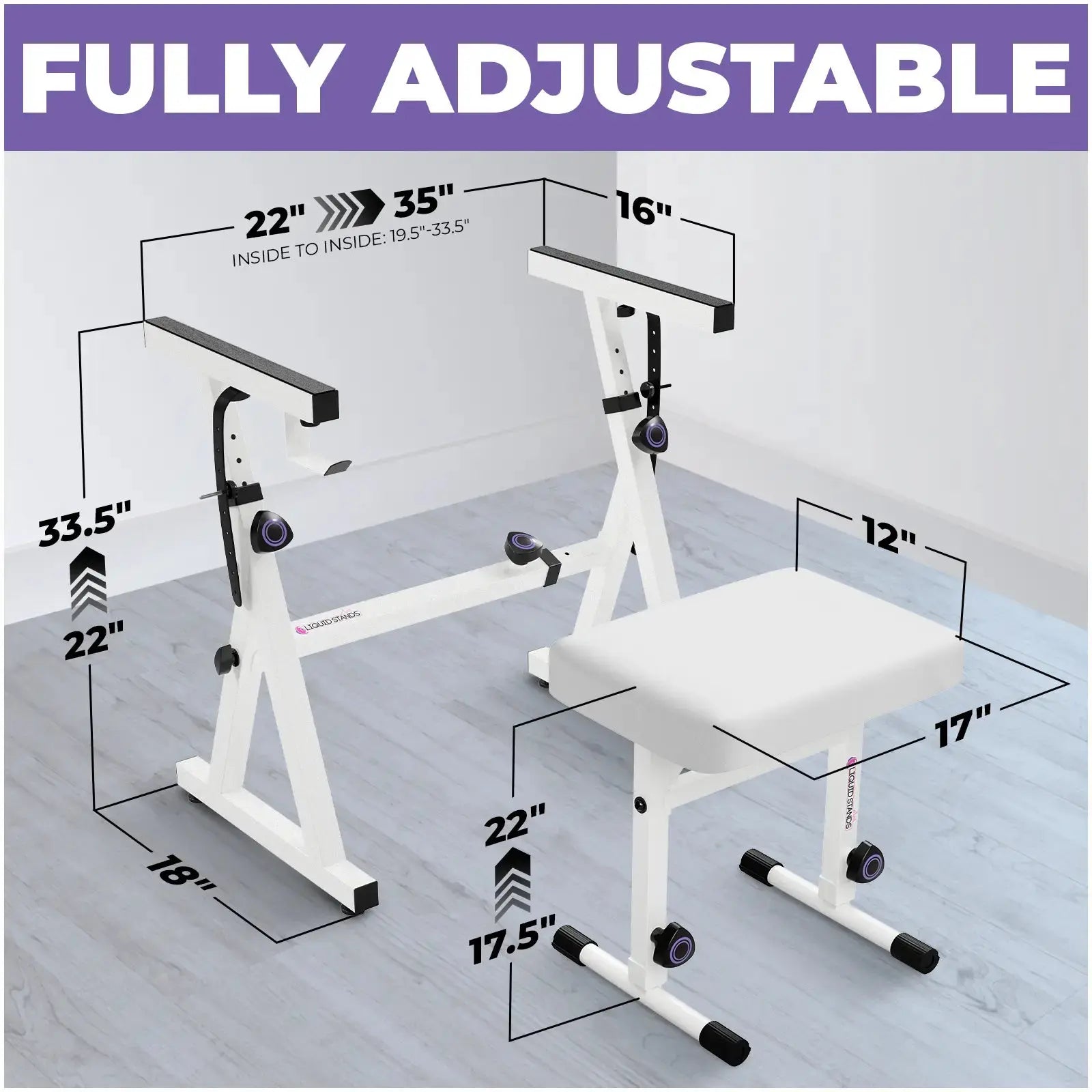 Adjustable White Z Style Keyboard Stand and White Keyboard bench Liquid Stands