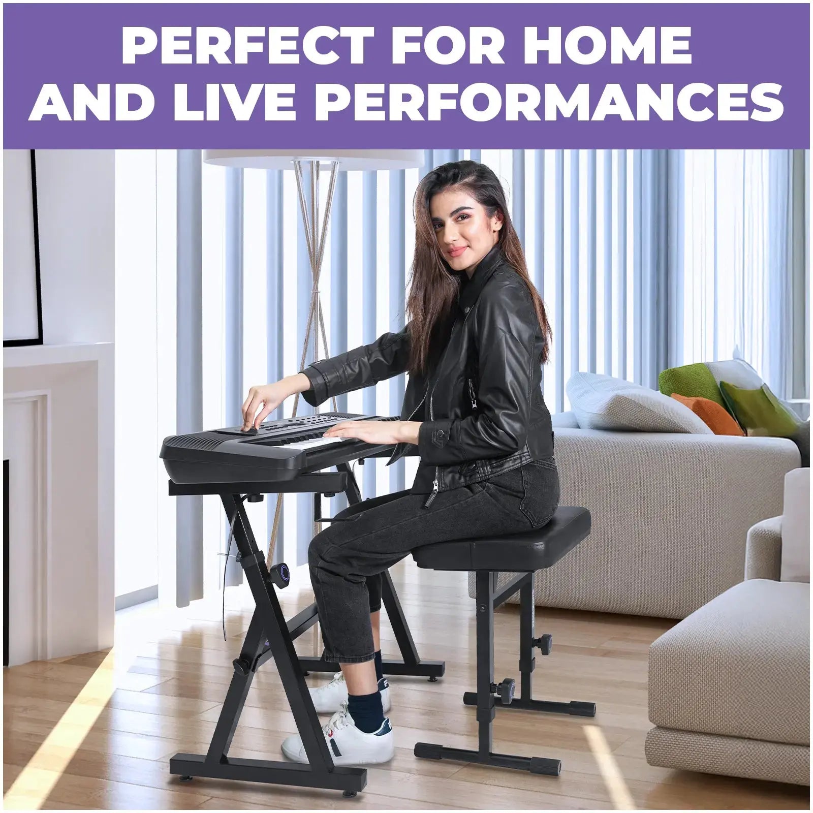 Adjustable Z Style Keyboard Stand w/ Bench Liquid Stands