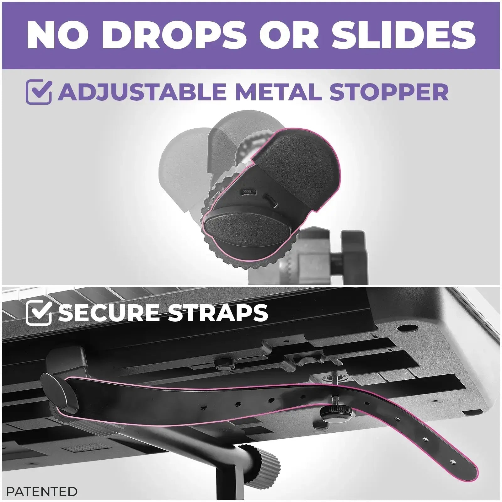Adjustable 2nd Tier Keyboard Stand Attachment with Straps Liquid Stands