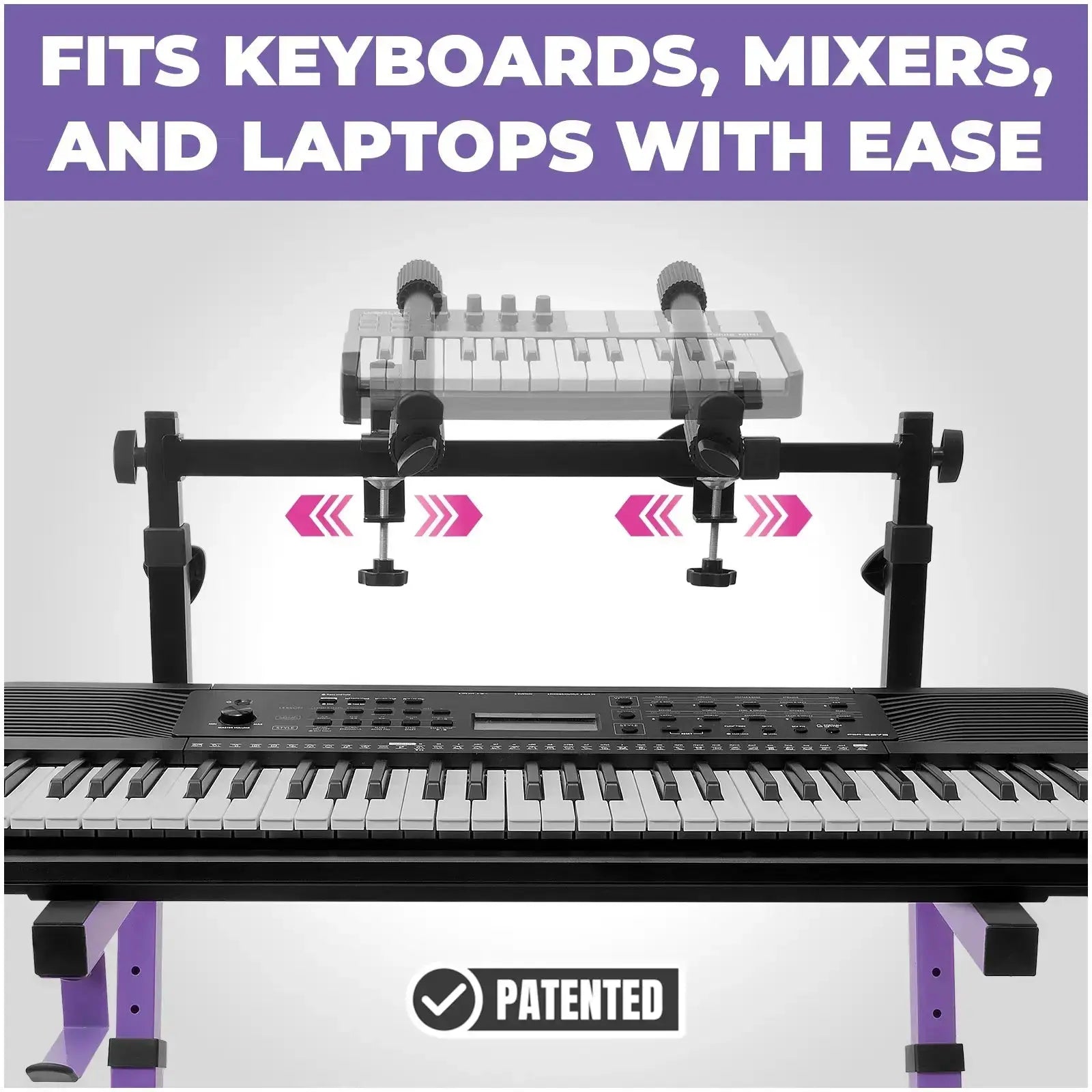 Adjustable 2nd Tier Keyboard Stand Attachment with Straps Liquid Stands