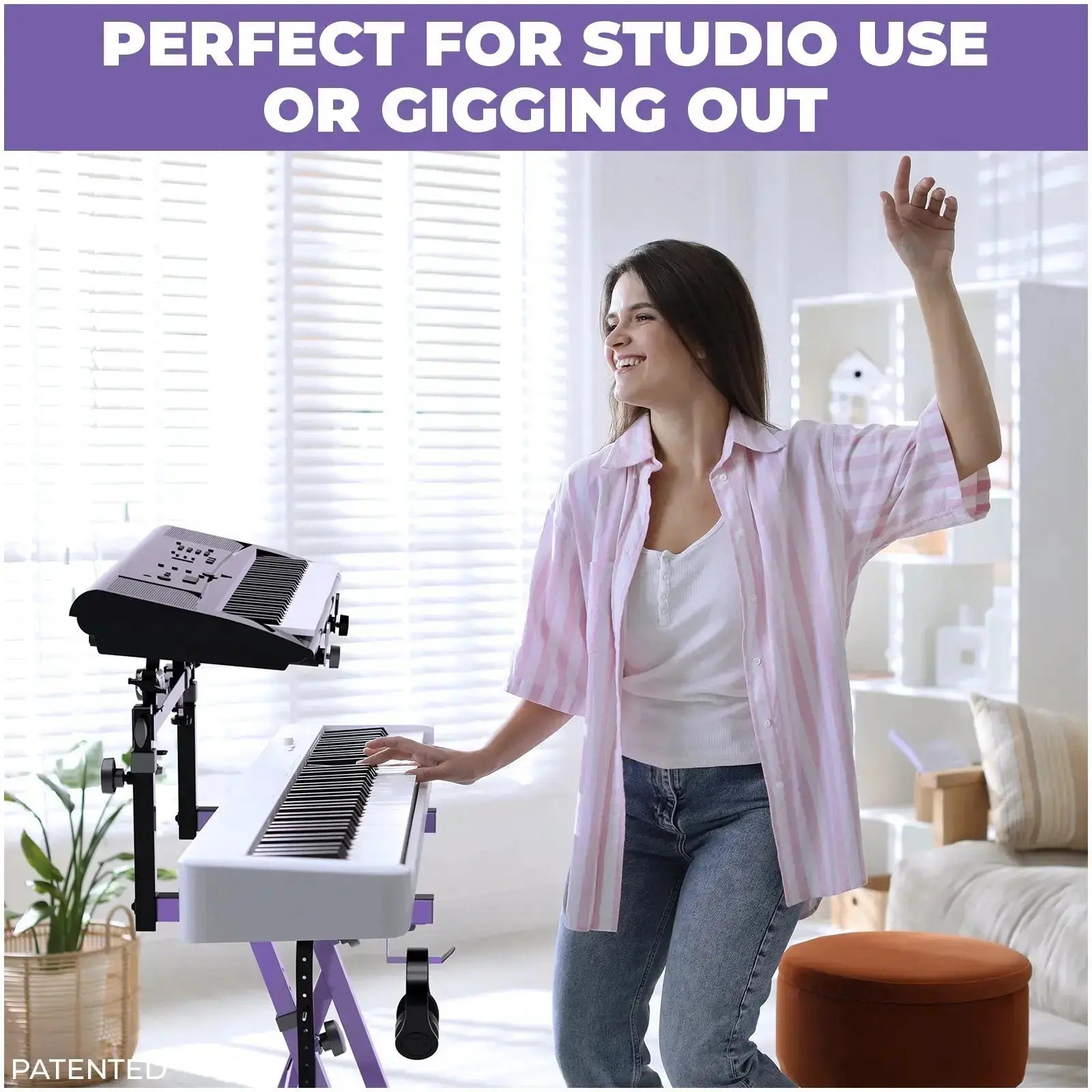 Adjustable 2nd Tier Keyboard Stand Attachment with Straps Liquid Stands