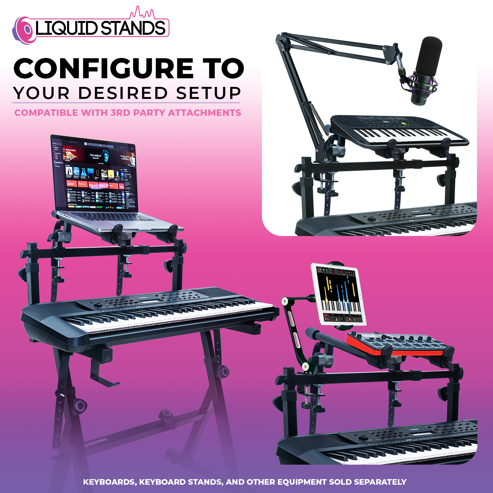 Adjustable 2nd Tier Keyboard Stand Attachment with Straps