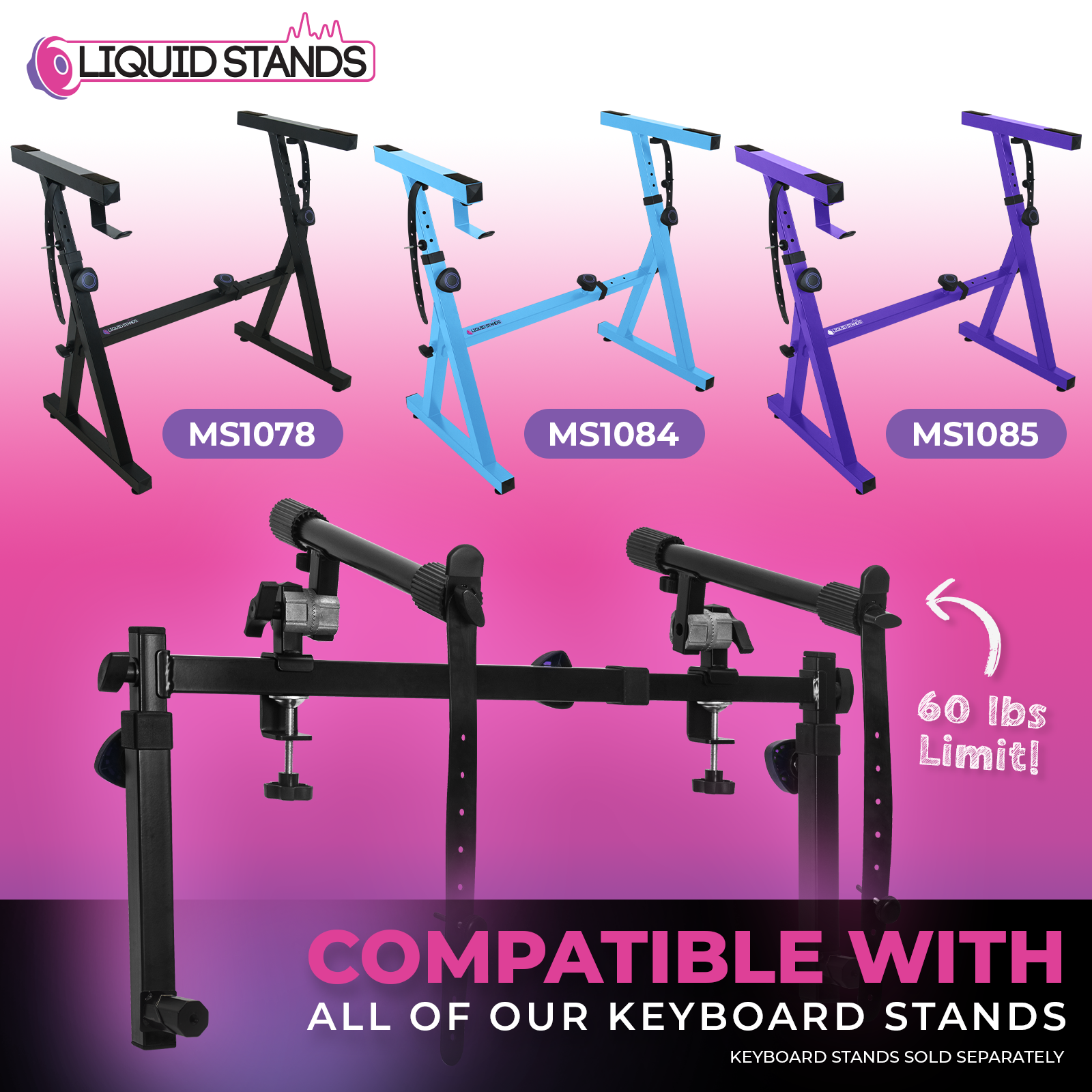 Adjustable 2nd Tier Keyboard Stand Attachment with Straps