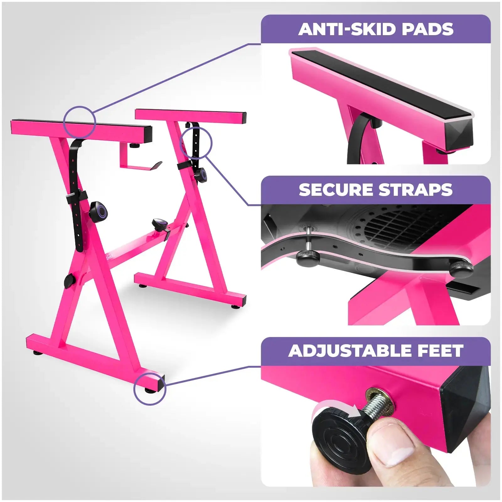 Pink Adjustable Z Style Keyboard Stand w/ Mesh Cushion Bench Liquid Stands
