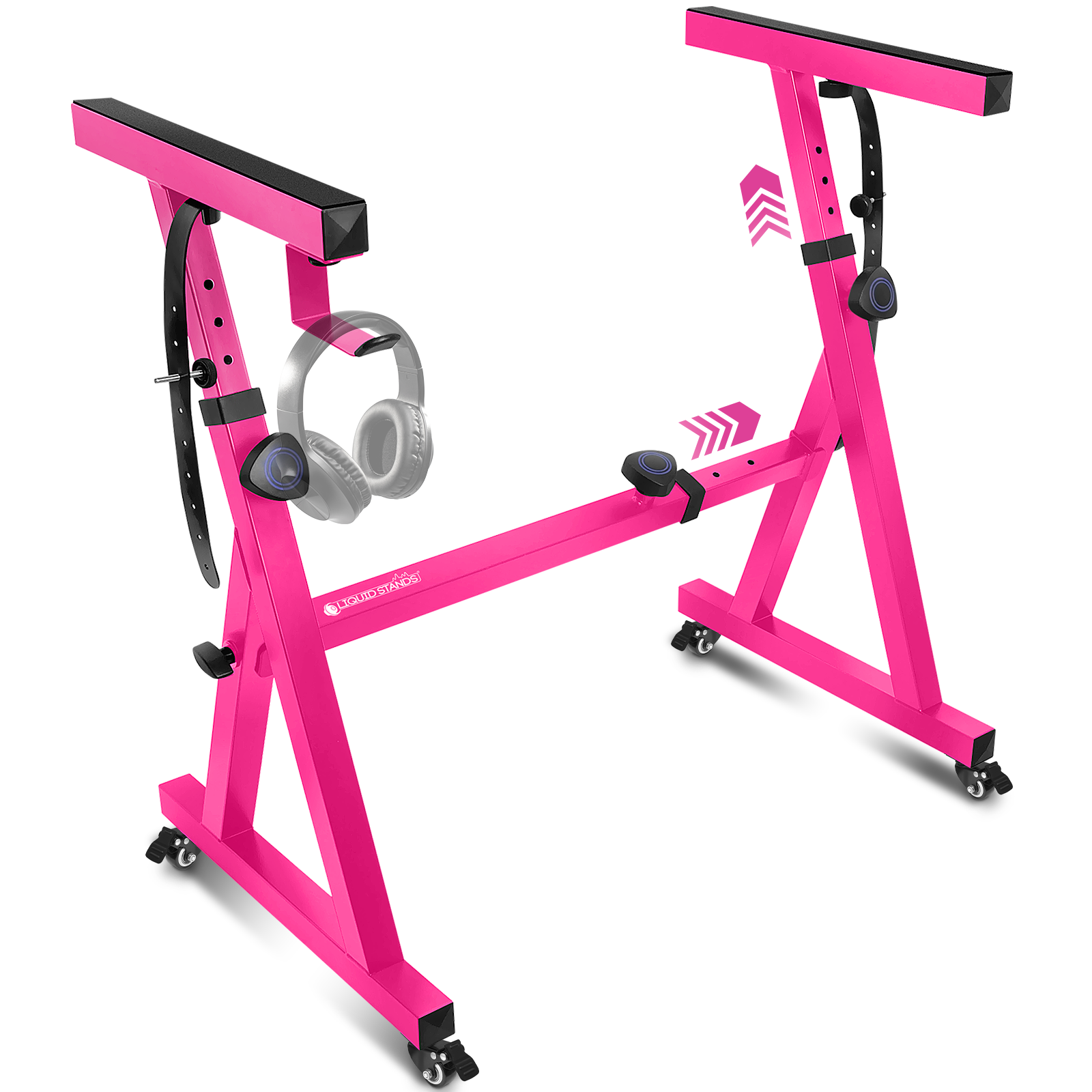 Adjustable Z Shape Pink Keyboard Stand with Wheels