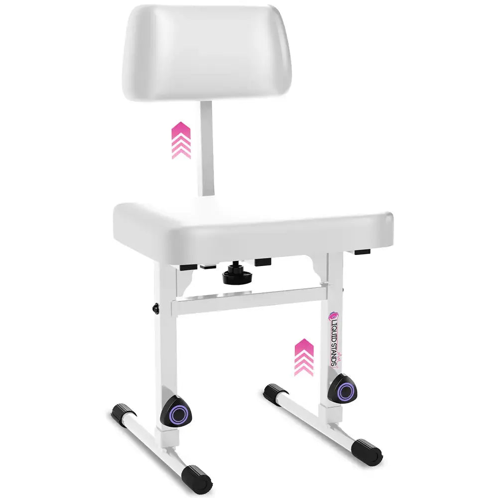 Adjustable White Keyboard Bench Seat with Backrest Liquid Stands