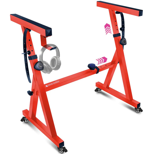 Adjustable Z Shape Red Keyboard Stand with Wheels Liquid Stands