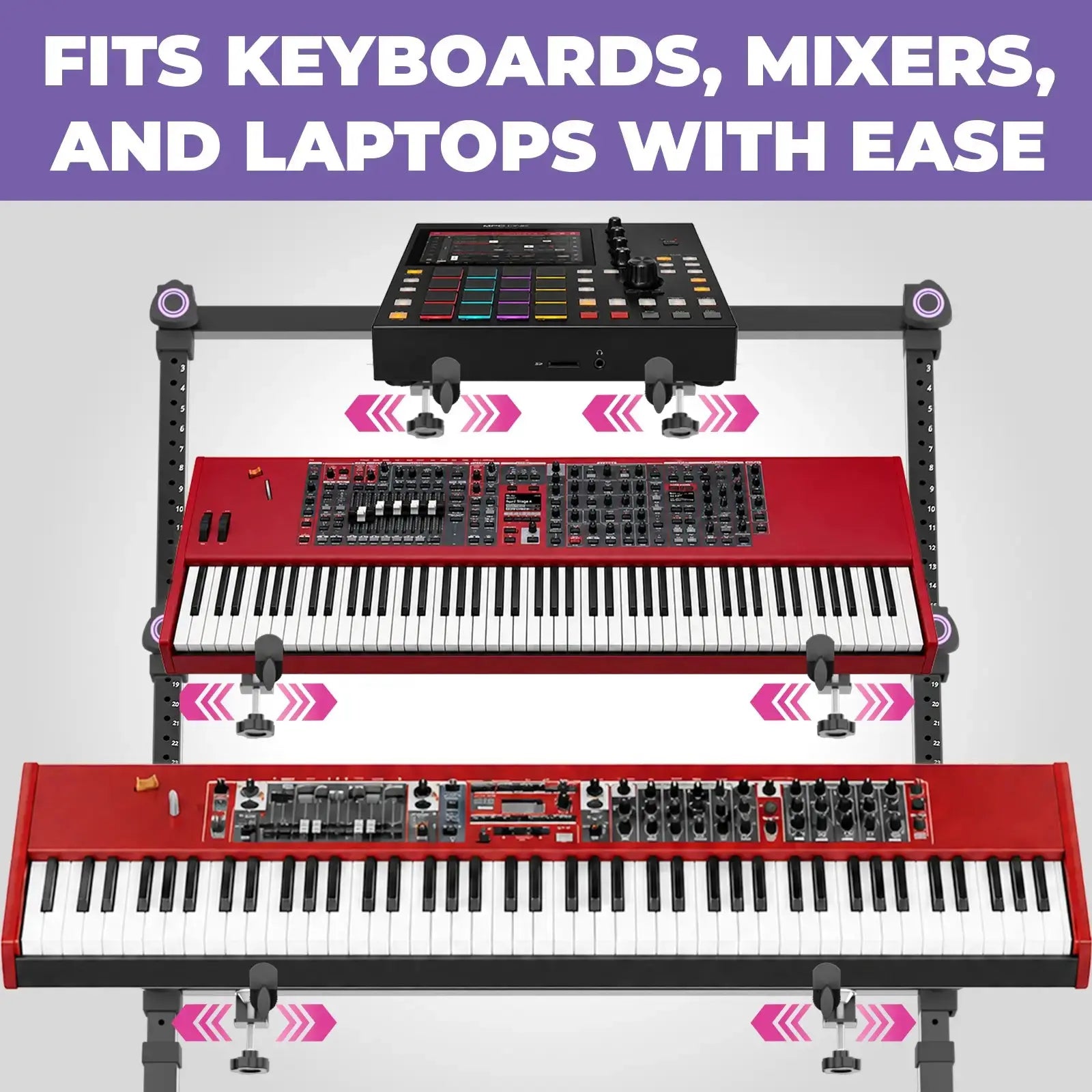 3-Tier Keyboard and Synth Stand Arms Liquid Stands