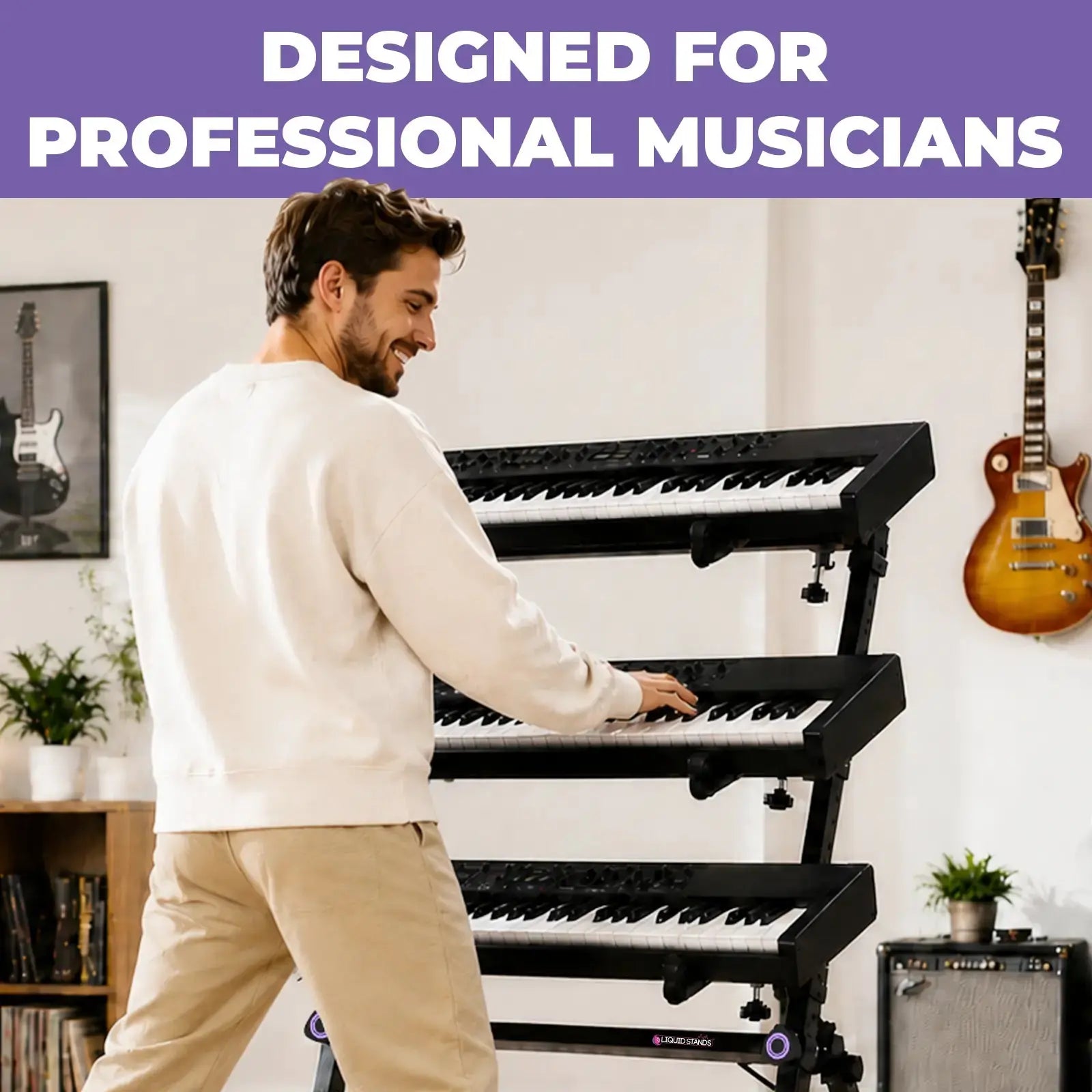 3-Tier Keyboard and Synth Stand Arms Liquid Stands